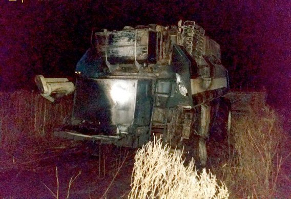 В поле Баштанского района сгорел комбайн