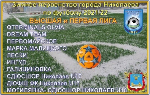 Официальное зимнее первенство города Николаева по футболу объединило 22 команды