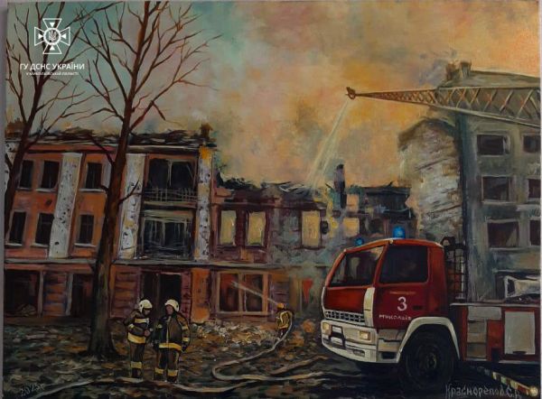 Спасатель из прифронтовой Николаевщины рисует картины своих отважных коллег