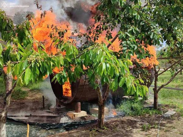 В Николаевской области сгорели баня и автомобиль