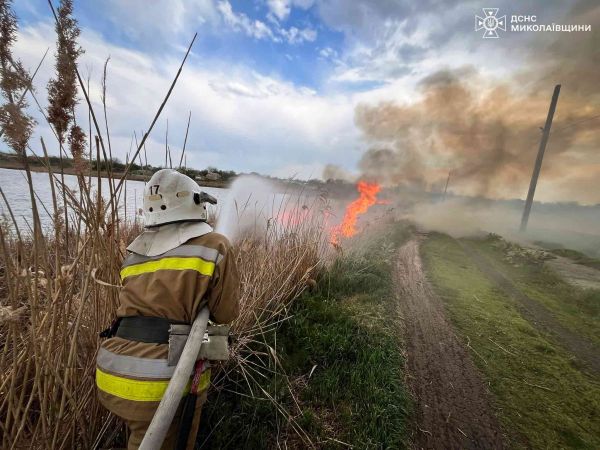В Николаеве горел гараж, а в селах поджигали камыш