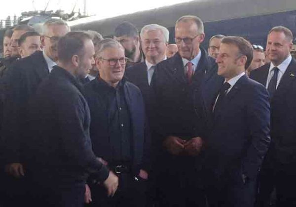 Утром в Киеве на вокзале встречали Мерца, Макрона, Стармера и Туска