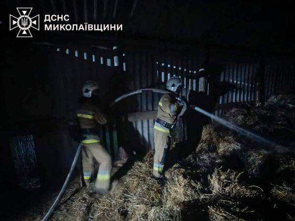 На Николаевщине одновременно вспыхнули два сенохранилища – прибавилось работы пожарных и полиции