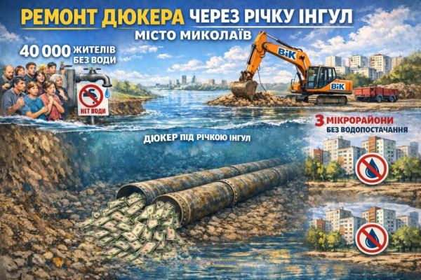 Три микрорайона Николаева спасло от обезвоживания предприятие, которое всегда проигрывало тендеры на ремонт дюкера