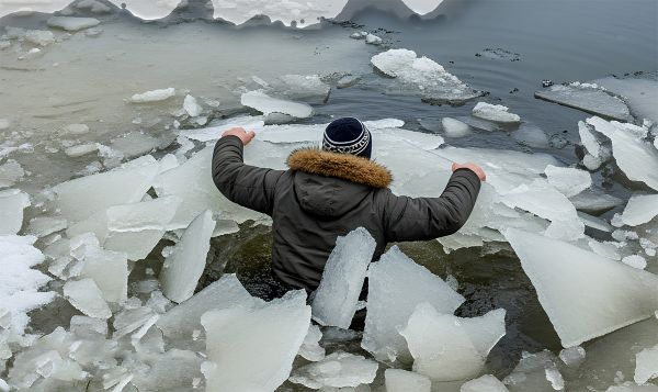Посреди лимана: двое парней провалились под лед напротив 8-го Причала в Николаеве