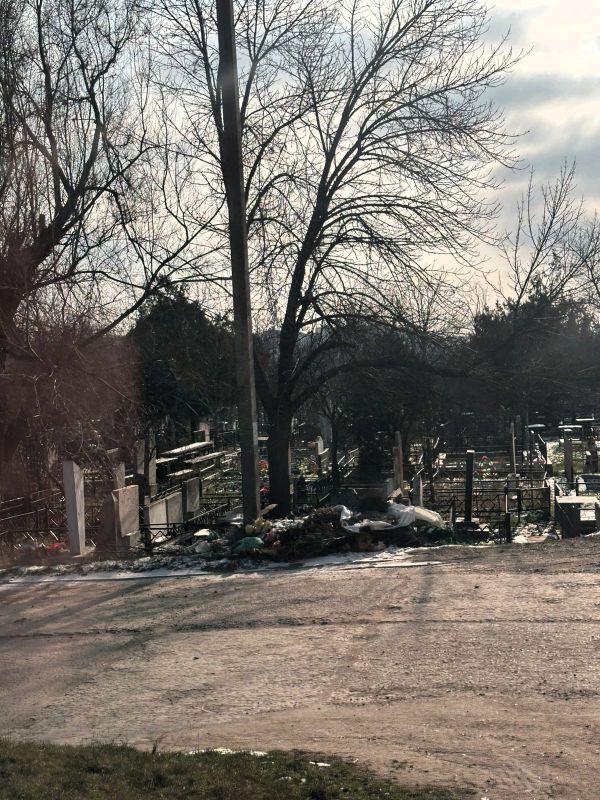 На обочине дороги возле кладбища в Николаеве посетители устроили свалку
