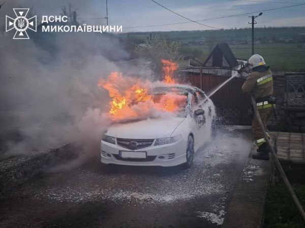 В Николаевской области горела белая «Хонда»