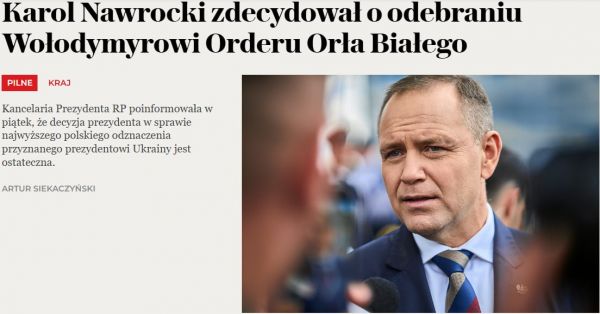 Президент Польши отобрал у Зеленского высшую награду страны — орден «Белого Орла»