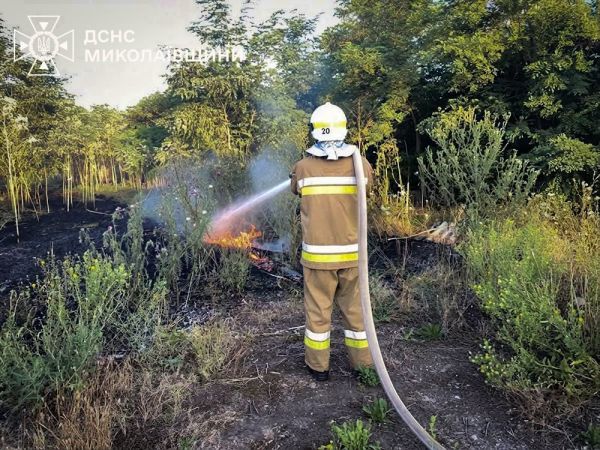 В Николаевской области спасатели тушили пожары в жилом секторе и на открытых территориях после прилетов