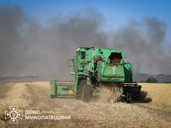 В Николаевской области огонь и вражеские дроны уничтожили полсотни гектаров пшеницы и земли заповедного фонда