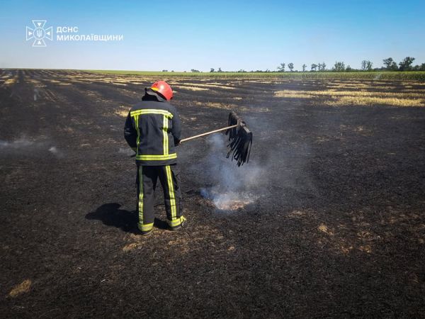 В Николаевской области в пылающей стерне нашли труп мужчины